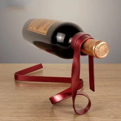 Creative Floating Iron Suspended Ribbon Wine Rack