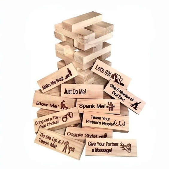 Couples' Date Night Jenga – Romantic Building Block Game for Two
