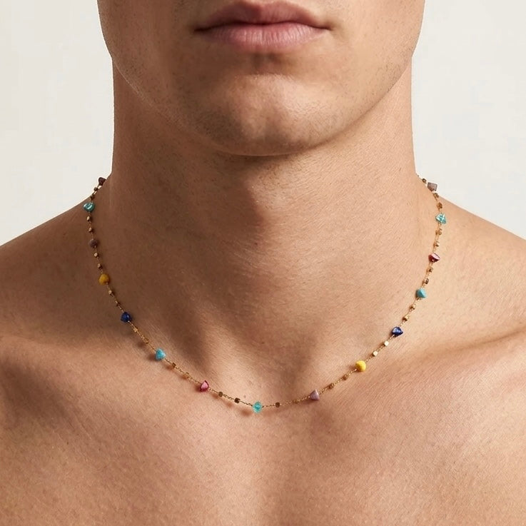 Unisex Gravel Block Collarbone Chain Necklace