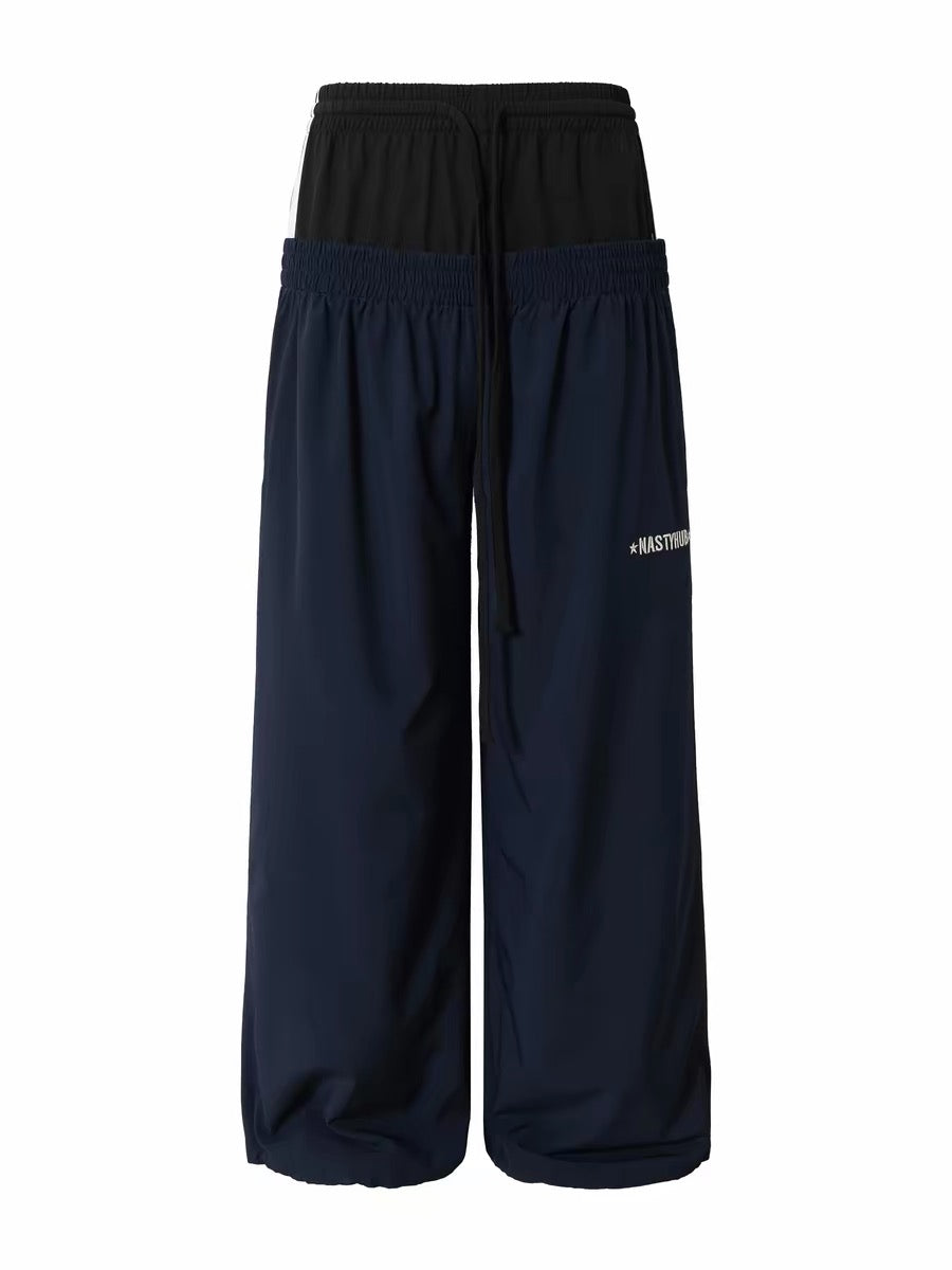 Men's Star Ring Embroidered Double‑Waist Sweatpants