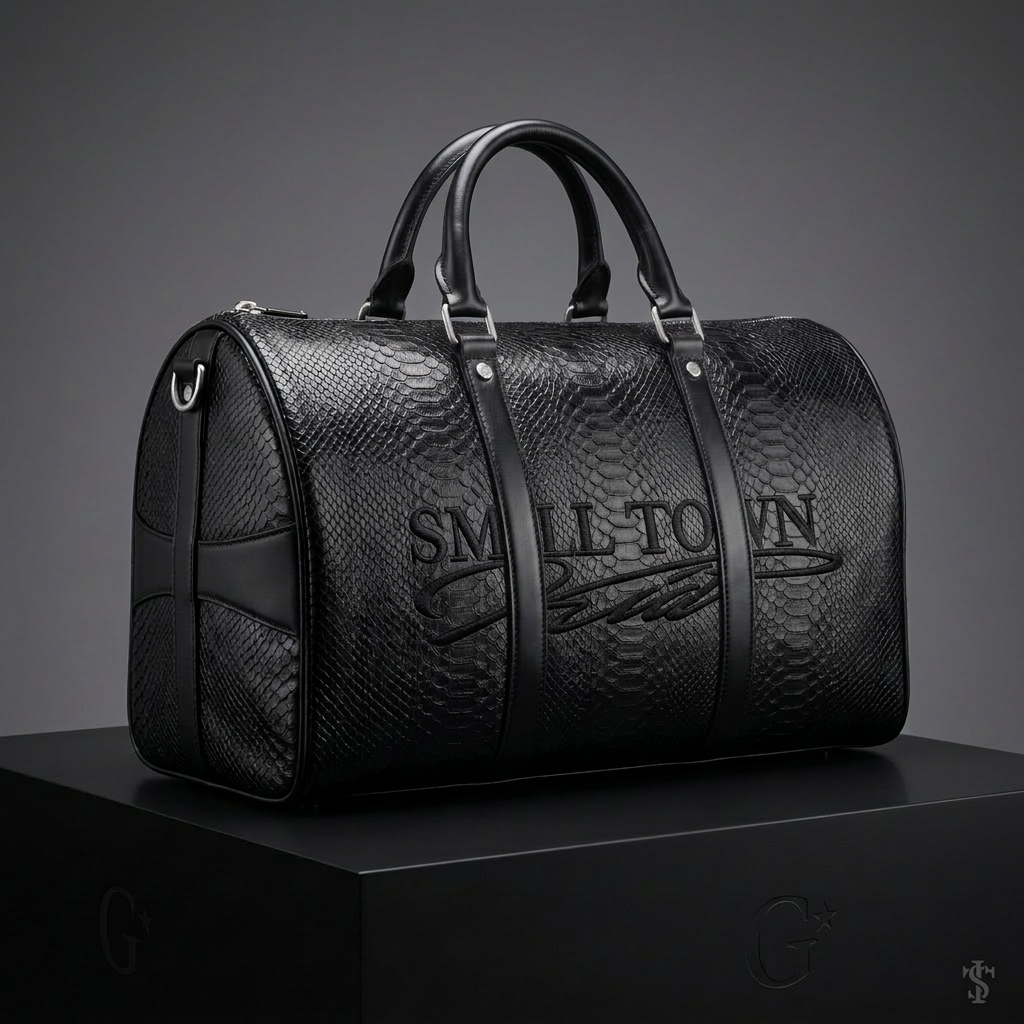 Men's Vintage Python-Embossed Duffle Bag