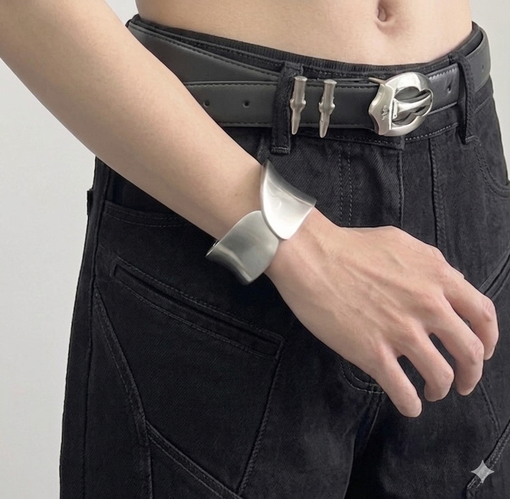 Heavy Metallic Wide-Band Bangle