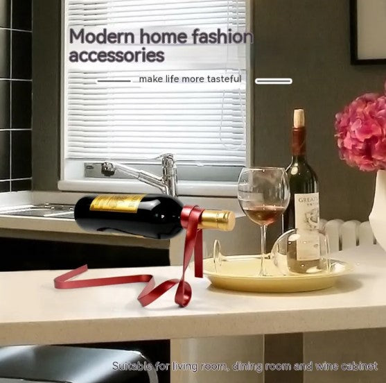 Creative Floating Iron Suspended Ribbon Wine Rack