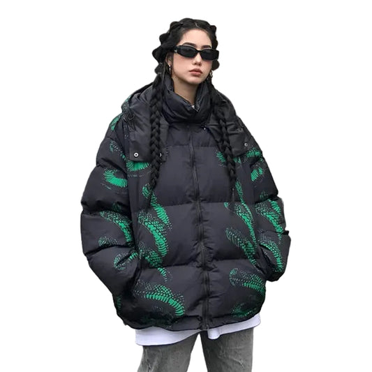 Unisex Vintage Hooded Loose Puffer